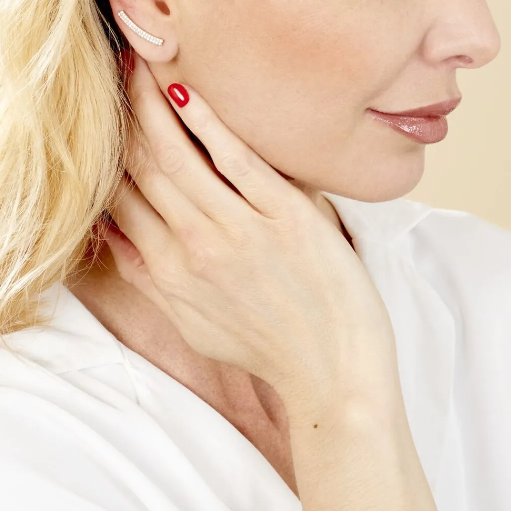 Histoire d'Or Boucles D'oreilles Grimpantes Jennyferine Plaqué Or Jaune Oxydes New