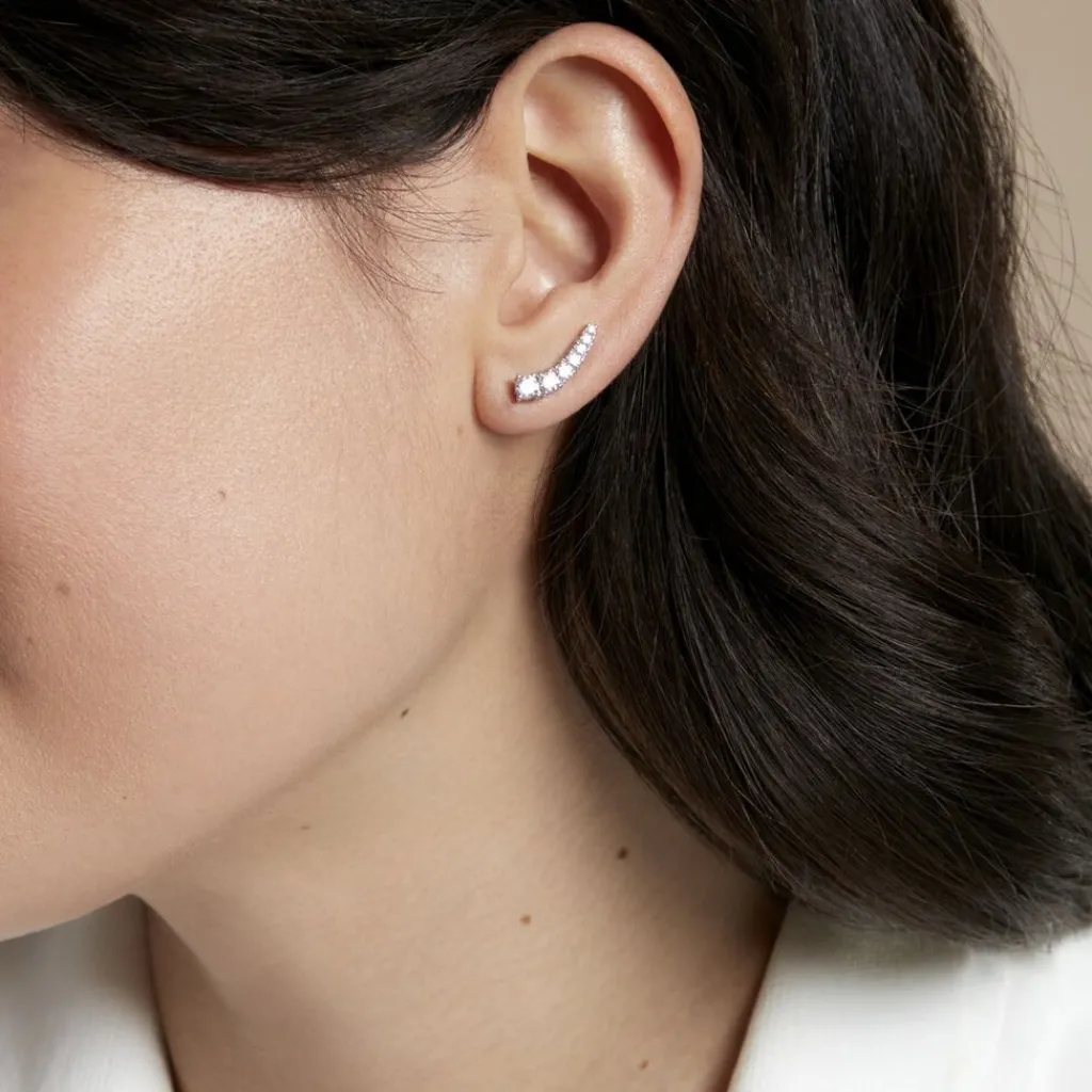 Histoire d'Or Boucles D'oreilles Grimpantes Aldrick Argent Blanc Oxyde De Zirconium Hot