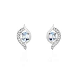 Histoire d'Or Boucles D'oreilles Lydia Or Blanc Topaze Oxyde or blanc topaze bleue