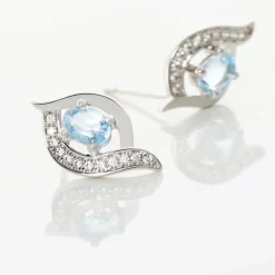 Histoire d'Or Boucles D'oreilles Lydia Or Blanc Topaze Oxyde or blanc topaze bleue