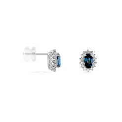 Histoire d'Or Boucles D'oreilles Or Blanc Quintilla Topazes London Blue Et Oxydes