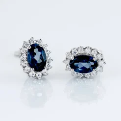 Histoire d'Or Boucles D'oreilles Or Blanc Quintilla Topazes London Blue Et Oxydes