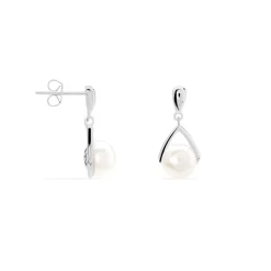 Histoire d'Or Boucles D'oreilles Pendantes Adelina Argent Blanc Perle De Culture Sale