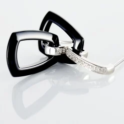 Histoire d'Or Boucles D'oreilles Pendantes Ezra Argent Blanc Céramique Et Oxyde New