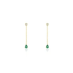 Histoire d'Or Boucles D'oreilles Pendantes Gracilia Or Jaune Emeraude Diamant
