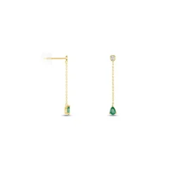 Histoire d'Or Boucles D'oreilles Pendantes Gracilia Or Jaune Emeraude Diamant