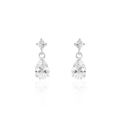 Histoire d'Or Boucles D'oreilles Pendantes Jordaine Or Blanc Oxydes
