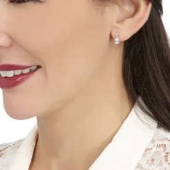 Histoire d'Or Boucles D'oreilles Pendantes Jordaine Or Blanc Oxydes