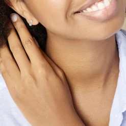 Histoire d'Or Boucles D'oreilles Pendantes Jordaine Or Blanc Oxydes