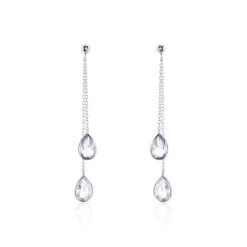 Histoire d'Or Boucles D'oreilles Pendantes Djime Or Blanc Amethyste or blanc amethyste violette