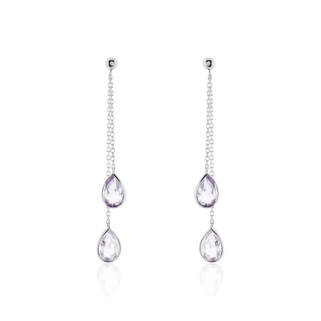 Histoire d'Or Boucles D'oreilles Pendantes Djime Or Blanc Amethyste or blanc amethyste violette