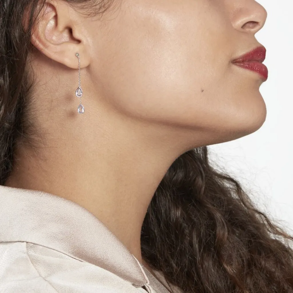 Histoire d'Or Boucles D'oreilles Pendantes Djime Or Blanc Amethyste or blanc amethyste violette