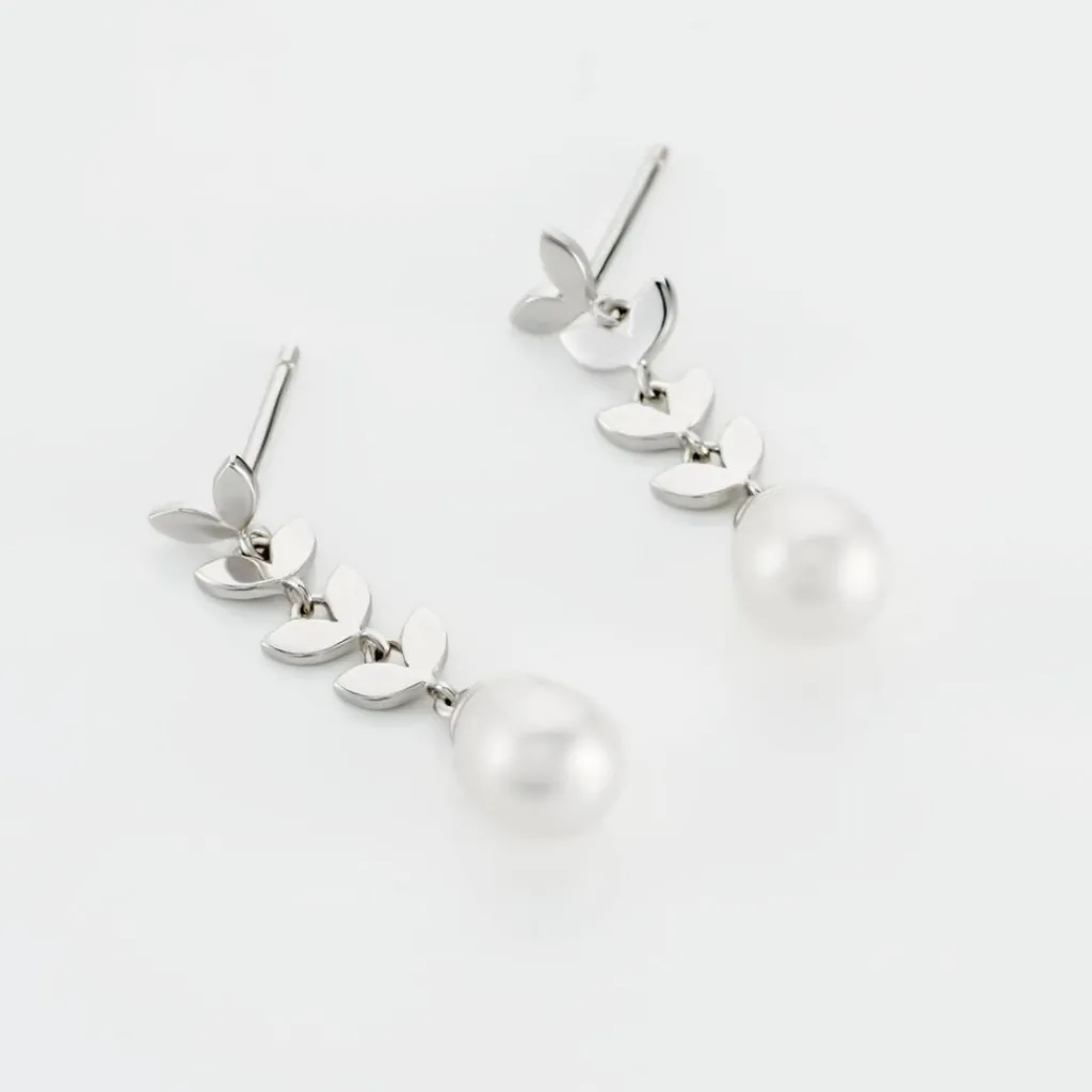 Histoire d'Or Boucles D'oreilles Pendantes Giacobbe Argent Blanc Perle De Culture New