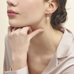 Histoire d'Or Boucles D'oreilles Pendantes Martyna Or Jaune Perle De Culture or jaune perle blanche Clearance