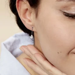 Histoire d'Or Boucles D'oreilles Pendantes Goutte Or Blanc Oxyde De Zirconium Clearance