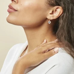 Histoire d'Or Boucles D'oreilles Pendantes Rosaline Or Jaune Topaze Et Oxyde or jaune topaze bleue New