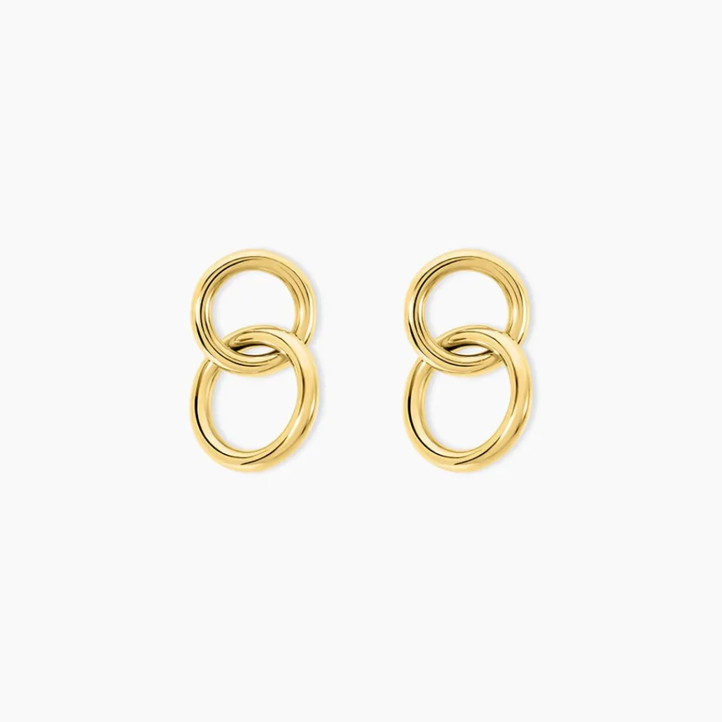 Histoire d'Or Boucles D'Oreilles Pendantes Fino Acier Jaune New