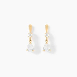 Histoire d'Or Boucles D'oreilles Pendantes Goutte Or Jaune Oxyde De Zirconium
