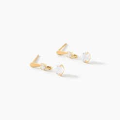Histoire d'Or Boucles D'oreilles Pendantes Goutte Or Jaune Oxyde De Zirconium