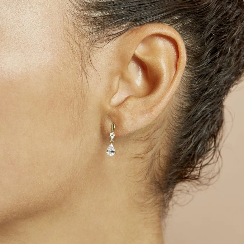 Histoire d'Or Boucles D'oreilles Pendantes Goutte Or Jaune Oxyde De Zirconium