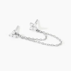 Histoire d'Or Boucles D'oreilles Pendantes Clova Argent Blanc Oxyde De Zirconium New