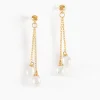 Histoire d'Or Boucles D'oreilles Pendantes Carrine 2 Fils Or Jaune Perle De Culture Hot