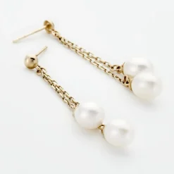 Histoire d'Or Boucles D'oreilles Pendantes Carrine 2 Fils Or Jaune Perle De Culture Hot