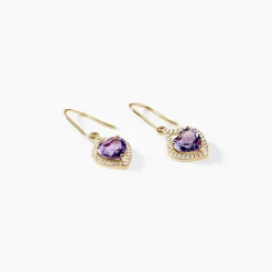 Histoire d'Or Boucles D'oreilles Pendantes Rosaline Or Jaune Amethyste Et Oxyde or jaune amethyste violette New