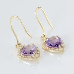 Histoire d'Or Boucles D'oreilles Pendantes Rosaline Or Jaune Amethyste Et Oxyde or jaune amethyste violette New