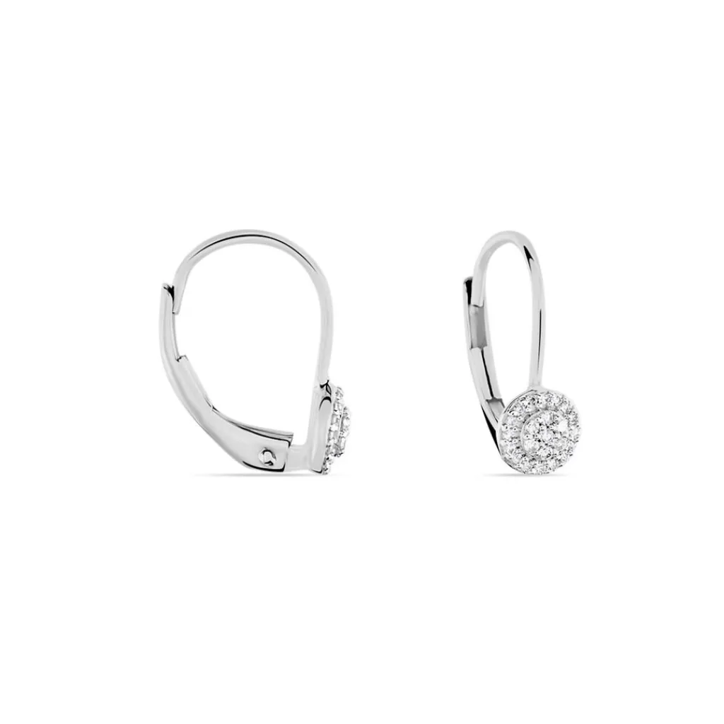 Histoire d'Or Boucles D'oreilles Pendantes Ursilla Or Blanc Diamants Best
