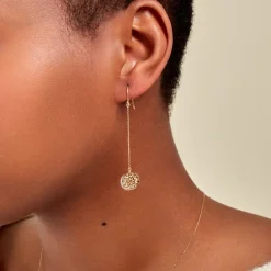 Histoire d'Or Boucles D'oreilles Pendantes Naïade Or Jaune Nacre New