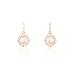 Histoire d'Or Boucles D'oreilles Pendantes Olivia Argent Rose Perle Culture Oxyde Sale