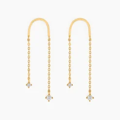 Histoire d'Or Boucles D'oreilles Pendantes Falling Star Or Jaune Oxyde De Zirconium New