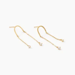 Histoire d'Or Boucles D'oreilles Pendantes Falling Star Or Jaune Oxyde De Zirconium New