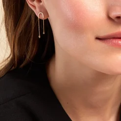 Histoire d'Or Boucles D'oreilles Pendantes Falling Star Or Jaune Oxyde De Zirconium New