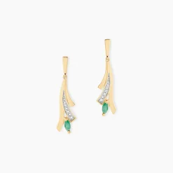 Histoire d'Or Boucles D'Oreilles Pendantes Usha Or Jaune Emeraude Online