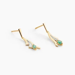 Histoire d'Or Boucles D'Oreilles Pendantes Usha Or Jaune Emeraude Online