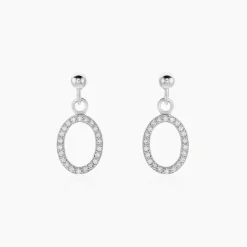 Histoire d'Or Boucles D'oreilles Pendantes Kimber Argent Blanc Oxyde De Zirconium New