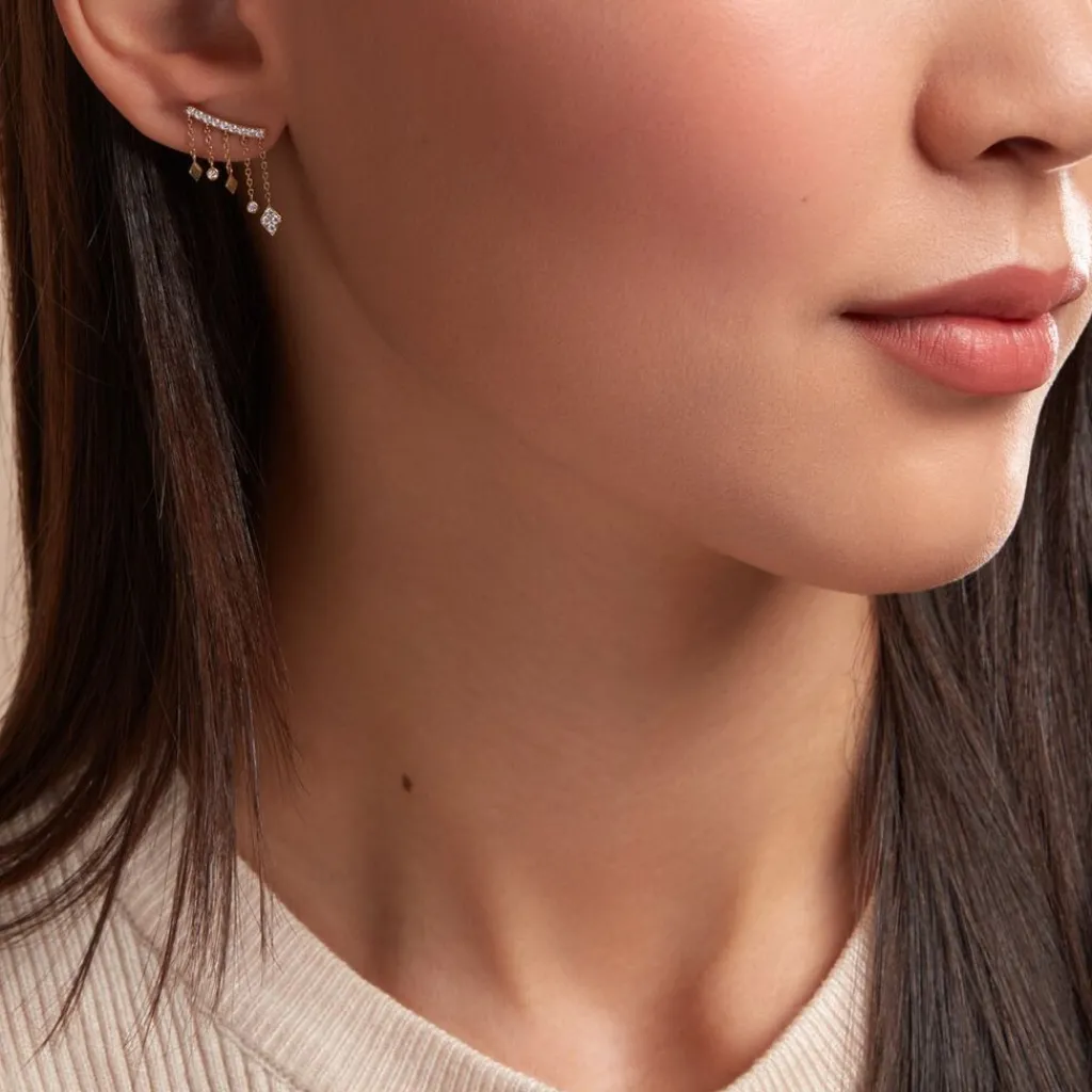 Histoire d'Or Boucles D'oreilles Pendantes Eclat D'etoile Or Jaune Oxyde Discount