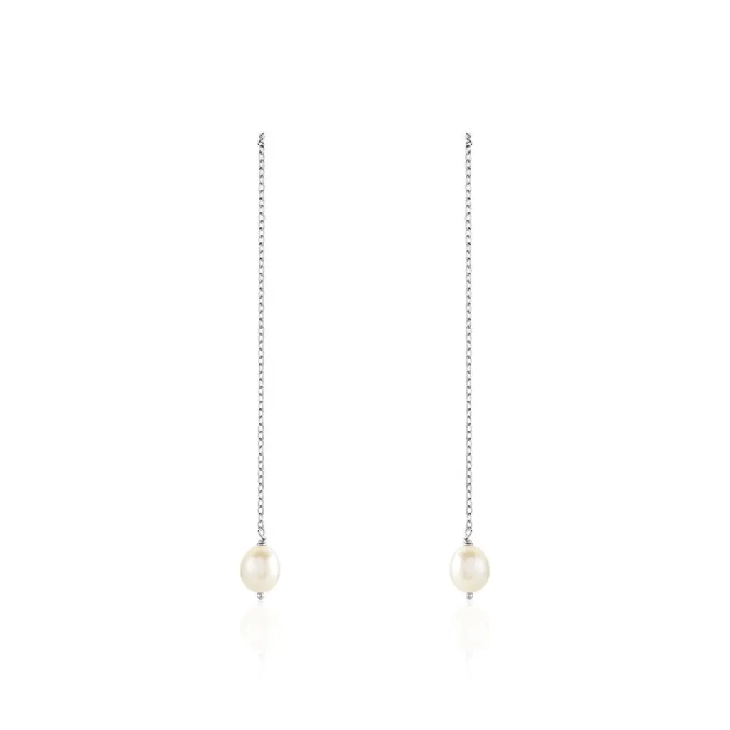 Histoire d'Or Boucles D'oreilles Pendantes Garance Argent Blanc Perle De Culture