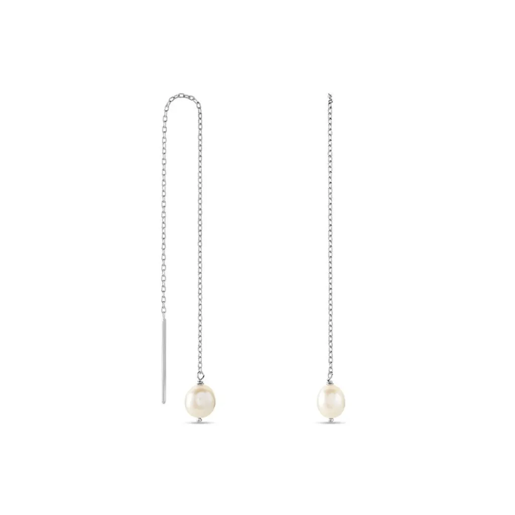 Histoire d'Or Boucles D'oreilles Pendantes Garance Argent Blanc Perle De Culture