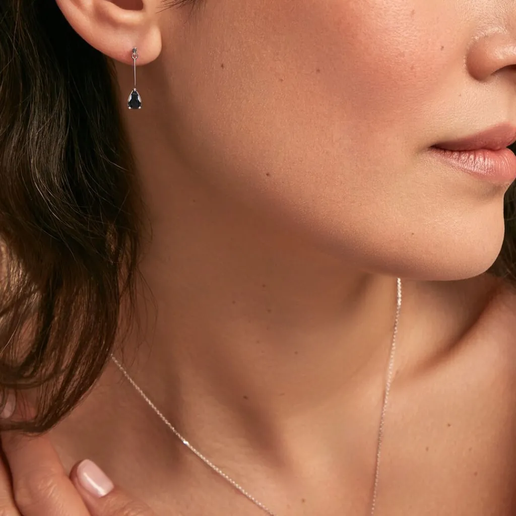 ADG Boucles D'oreilles Pendantes Or Blanc Goutte Saphir or blanc saphir Discount