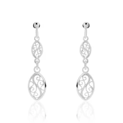 Histoire d'Or Boucles D'oreilles Pendantes Mahee Argent Blanc New
