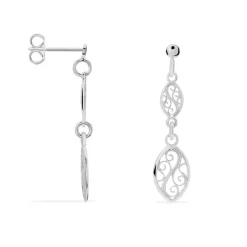 Histoire d'Or Boucles D'oreilles Pendantes Mahee Argent Blanc New