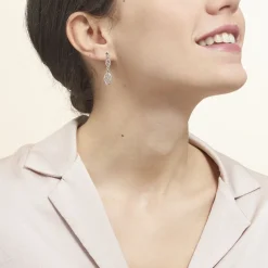 Histoire d'Or Boucles D'oreilles Pendantes Mahee Argent Blanc New