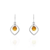 Histoire d'Or Boucles D'oreilles Pendantes Iva Argent Blanc Ambre New