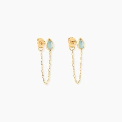 Histoire d'Or Boucles D'Oreilles Pendantes Ondée Or Jaune Amazonite Sale