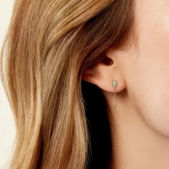 Histoire d'Or Boucles D'Oreilles Pendantes Ondée Or Jaune Amazonite Sale