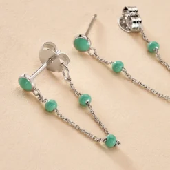 Histoire d'Or Boucles D'oreilles Pendantes Polka Argent Blanc Outlet