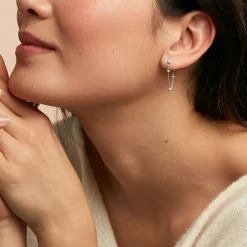 Histoire d'Or Boucles D'oreilles Pendantes Polka Argent Blanc Outlet